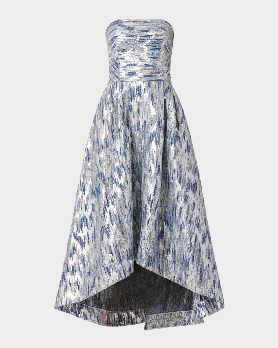 Dia Strapless Sequin Jacquard High-Low Gown